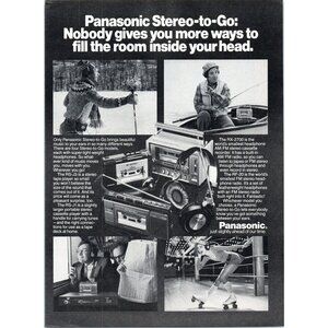 1981 Panasonic Stereo To Go Portable Audio Vintage Print Ad Fishing Wall Art